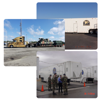 collage of Trailer Transit Inc. hauling for the US Military
