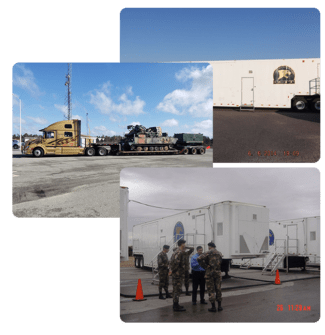 collage of Trailer Transit Inc. hauling for the US Military