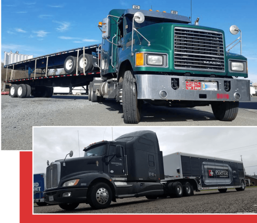 drive collage of two Trailer Transit Inc. trucks with trailers