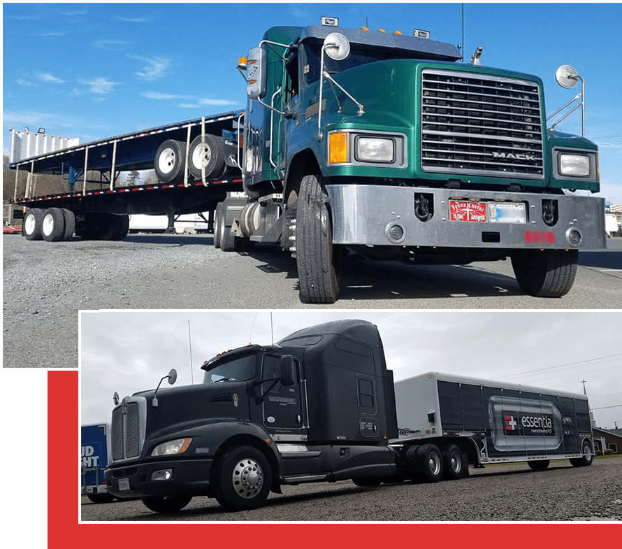 drive collage of two Trailer Transit Inc. trucks with trailers