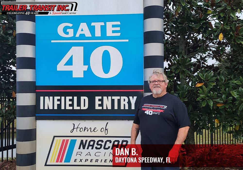 Trailer Transit, Inc Owner Operator Tom at Gate 40, Daytona Speedway, FL