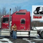 Trailer Transit Inc. | A woman standing next to a semi truck in the snow.