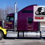 Trailer Transit Inc. | Two people standing next to a purple semi truck.