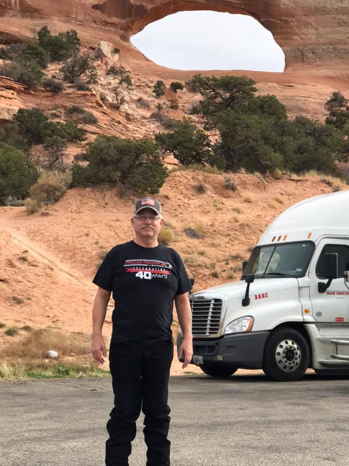 Trailer Transit Owner Operator Doug & truck at Wilson's Arch, Moab, UT