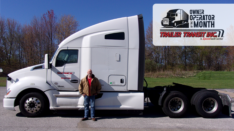 Trailer Transit Inc. | Joshua - Owner Operator of the Month for February 2024, standing by his truck.
